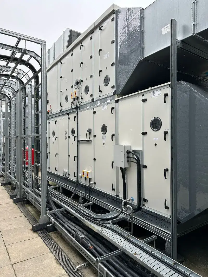Industrial air conditioning units arranged in a row